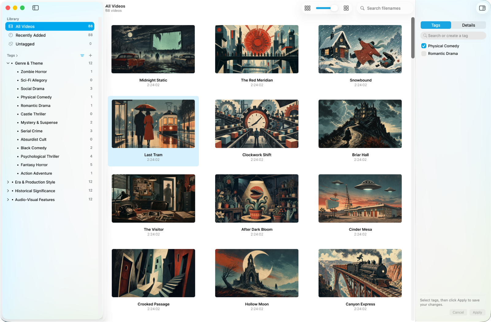 FileFacet 的标签树、视频网格与标签编辑器
